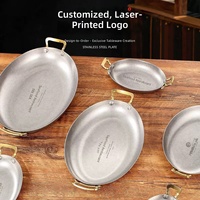 Plat de service ovale de luxe en acier inoxydable épaissi, écologique, durable et compatible micro-ondes, pour fruits de mer et steak, idéal pour la restauration