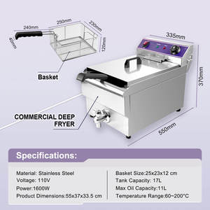 آلة قلي تجارية احترافية سعة 16 لتر للبطاطس المقلية وأجنحة الدجاج بسعر المصنع - Product Image 3