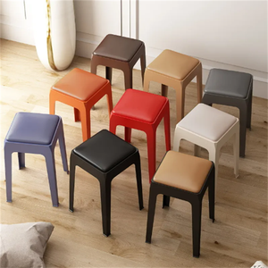 Tabouret carré empilable en plastique pour la maison, confortable, coloré, design minimaliste pour <span class=keywords><strong>chambre</strong></span> à coucher, salon, hôpital, hôtel - Product Image 3