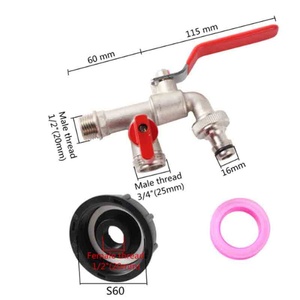 Raccord de robinet pour réservoir IBC 1/2'' S60X6 à filetage grossier, connecteur rapide à valve pour robinet IBC, adaptateur de raccordement d'eau - Product Image 2