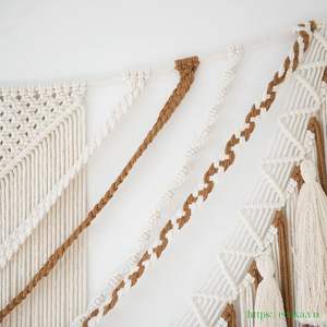 Tapiz de macramé grande personalizado, 100% algodón moderno, atrapasueños para colgar en la pared, para dormitorio, decoración del hogar, arte de guardería - Product Image 6