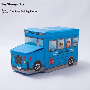 Factory-direct Children's Toy Storage <b>Stool</b> Cartoon Car Head Storage Box Foldable Non-Woven Fabric European Style Storage Home - Product Image 2