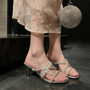 Sandalias Planas de Verano, Estilo Nuevo, Punta Abierta, Adorno de Diamantes de Imitación, Lazo, Diseño Simple y Elegante, Punta Redonda, Cuero Genuino, Antideslizantes, a la Moda - Product Image 6