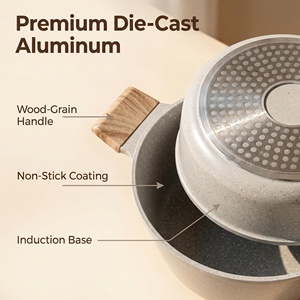 Lot de 10 ustensiles de cuisine en aluminium avec revêtement céramique, antiadhésifs, pour la cuisson domestique, comprenant une marmite à soupe - Product Image 4