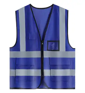 Blauwe Mesh Rits Groothandel Hoge Vis Kleding Reflex Vest Veiligheidsjas Reflecterend Vest