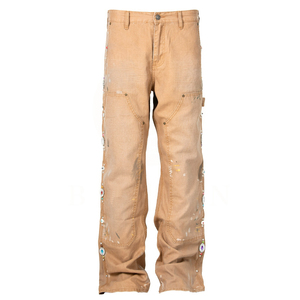 Top Quality Custom di strass alla moda Graffiti stampati <span class=keywords><strong>pantaloni</strong></span> causali Patchwork doppio ginocchio <span class=keywords><strong>pantaloni</strong></span> <span class=keywords><strong>uomo</strong></span> a <span class=keywords><strong>vita</strong></span> <span class=keywords><strong>bassa</strong></span> Jeans <span class=keywords><strong>uomo</strong></span> - Product Image 2