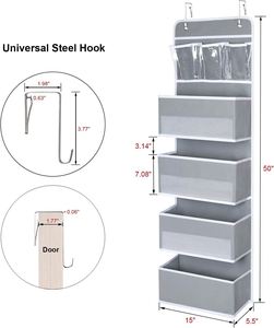 5-<b>shelf</b> Over Door Organization Storage Hanging Closet Organizers With Side Pocket - Product Image 3