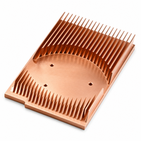 Dissipateur thermique à ailettes en cuivre OEM personnalisé, usiné CNC, cavité ronde pour CPU GPU, radiateur de refroidissement liquide, plaque froide