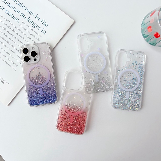 Luxury New Design Girls Fashion Magnetic Mobile Glitter Cover Case for iPhone 15 14 13 Pro Max 16 Clear Phone Cases