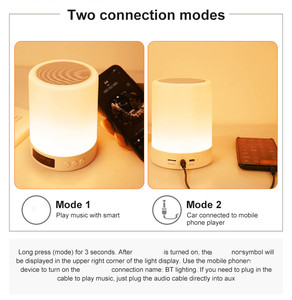 Lampe Led intelligente avec haut-parleur, interrupteur tactile, sans fil, avec haut-parleur, <span class=keywords><strong>color</strong></span>ée, éclairage nocturne, lampe de chevet, pour mieux dormir - Product Image 5