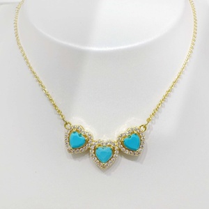 custom plata 925 sterling silver eye heart Turquoise necklace women bow Trendy 18k Gold Plated enamel fashion Pendant Necklaces - Product Image 2