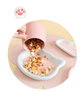 Ciotola in ceramica ecologica per animali domestici ciotola cibo per cani Anti-caduta solido moderno ovale rosa durevole blu facile da pulire per l'alimentazione - Product Image 6