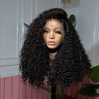 Pas cher Kinky Curly Hd Lace Frontal Perruques Crue Cheveux Humains Indiens Lace Front Perruques de Cheveux Humains Vague Profonde Full Lace Perruques pour les Femmes Noires