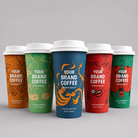 Gobelet en papier isotherme biodégradable et écologique avec couvercle et paille, à usage unique, pour café, jus, milkshake, fête en plein air