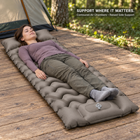 Matelas de couchage gonflable en TPU pour le camping avec pompe à pied intégrée et oreiller intégré, disponible pour l'application de marque personnalisée