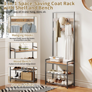 Assembled Metal Folding Coat Shoe <b>Rack</b> Multi Layer Coat Shoe Storage <b>Rack</b> Heavy Duty Multi Function Coat <b>Rack</b> - Product Image 4