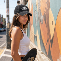 Casquette de baseball vintage en denim délavé noir, 100 % coton, style streetwear, avec logo personnalisé, effet délavé à l'acide, pour papa
