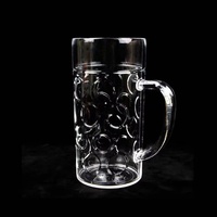 Tasse à vin transparente en plastique polystyrène classique de 2 pintes/1 litre avec capacité de 1000ml