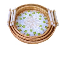 Bandeja de Aperitivos H17 de Uso Industrial, Tejida a Mano, Apta para Alimentos, Plato de Frutas Creativo, Decoración para Sala de Estar, con Doble Asa, Colorida