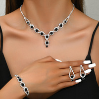 Ensemble de bijoux de luxe en cristal et strass, fleur plaquée argent, collier, boucles d'oreilles, bracelet, accessoires pour femmes, anniversaire