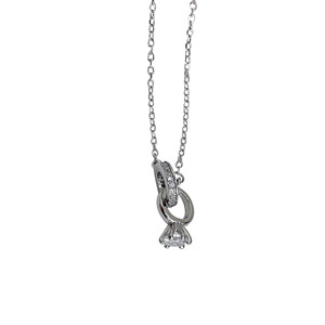 S925 Sterling Silver Double <b>Ring</b> <b>Necklace</b> Geometric Design Claw Setting Everyday Wear Clavicle Chain - Product Image 5