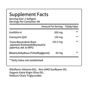 MOQ 100 pièces – Gélules personnalisées avec logo privé Urolithin A et CoQ10 – Complément alimentaire pour effets antioxydants, aide à soulager les symptômes physiques - Product Image 2