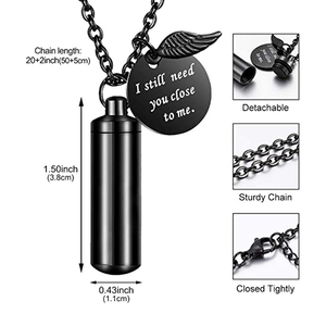 Collier en forme d'aile d'ange, bijou de méditation, support de cendré, avec breloque souvenir, I garde-corps, vous garde à luminosité - Product Image 3
