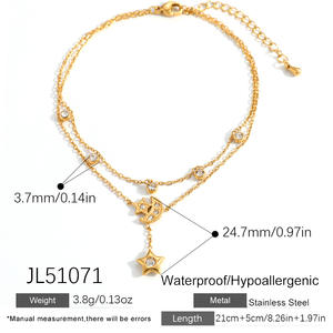 <span class=keywords><strong>Tobillera</strong></span> de Acero Inoxidable para Mujer SongYi con Dijes de Estrella y Luna Antideslustre, Chapada en Oro PVD de 18K, Ideal para la Playa o como Regalo - Product Image 2