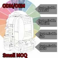 Tissu en nylon de haute qualité grande capacité sac à dos tactique étanche Durable système Molle fermeture éclair poches latérales