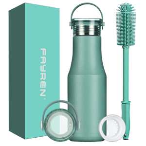 Bouteille isotherme à vide en acier inoxydable avec poignée et couvercle, purificateur d'eau portable pour l'extérieur, bouteille d'eau thermique avec infuseur à thé - Product Image 6
