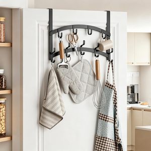 Over the Door Elephant Trunk Hook No Drill 3/4/5/6 Hooks Back of Door Hanger <b>Clothes</b> Accessories Organizer Storage Rack - Product Image 1