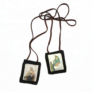 BOÎTE MARRON EN LAINE DE CARMEL <span class=keywords><strong>SIMON</strong></span> STOCK CATHOLIQUE religieux escapulario <span class=keywords><strong>COLLIER</strong></span> - Product Image 1