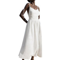 Nouvelle Robe Longue Tissée pour Femme, Respirante, Élégante et Sexy, Couleur Unie, Taille Haute, Bretelles, Coupe Trapèze, Dos Nu, Multicolore