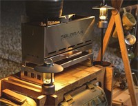 Poêle à bois pliable portable de haute qualité en acier inoxydable IGT, demi-unité, finition brossée, facile à griller, camping