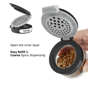 2 niveaux 360 °   Support rotatif pour épices, 12 pots en verre pour assaisonnements avec couvercles multi-usages et étiquettes pour le garde-manger de la cuisine - Product Image 3
