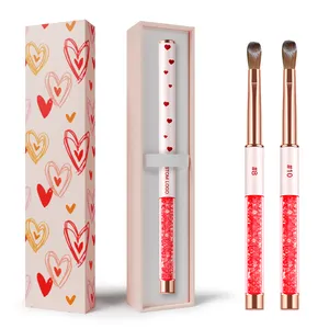 Pinceaux professionnels d'art d'ongle coeur rouge impression métal Logo personnalisé brosse à ongles acrylique