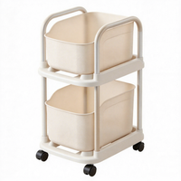 Table d'appoint mobile avec étagères de rangement, chariot utilitaire roulant pour salon, chambre et salle de bain