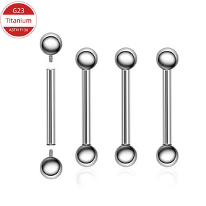 <b>Titanium</b> Double Ball Tongue <b>Stud</b> G23 ASTM F136 Internal Thread Body Jewelry Unisex Piercing Accessory - Product Image 1
