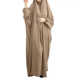 Atacado New Arrival Moda Feminina Tradicional Vestidos com Turbante Muçulmano Abaya Robe Plus Size Robe Islâmico Dubai Vestido