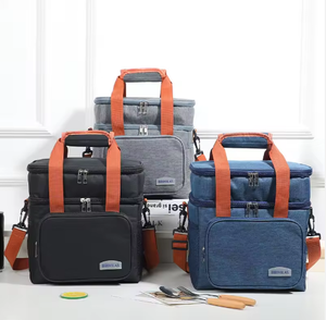 Double-Layer Thermal <b>Insulated</b> Oxford Tote Bag with Zipper Closure for Outdoor Camping Picnic Use Waterproof Food Storage - Product Image 5