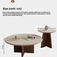 Table basse ronde de 32 pouces en pierre frittée avec structure en bois, table centrale moderne pour salon