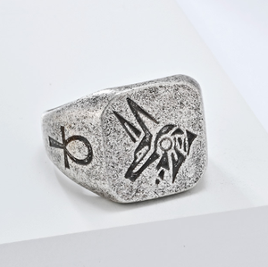 Anello Vintage Anubis patrono santo 316L in acciaio inossidabile antico dio egizio della morte <span class=keywords><strong>sciacallo</strong></span> testa Hip Hop gioielli di moda da uomo - Product Image 4