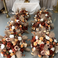 ML Luxe Hot Sale Bruiloft Herfst Design 60 cm Diameter Gebrande Oranje en Koffiekleurige Roos met Pampas Kunstzijde Bloembol