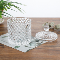Bocaux de rangement ronds en verre transparent de luxe pour bonbons avec couvercle, pots à bougies en verre haut de gamme vides de 5 oz pour la décoration de la maison et des hôtels