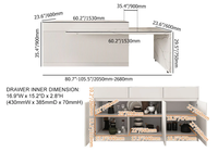 Meubles de cuisine modulaires modernes en placage de bois de chêne naturel, avec évier, robinet, panier de tiroir, plan de travail en quartz de 20 mm, contreplaqué, centre commercial