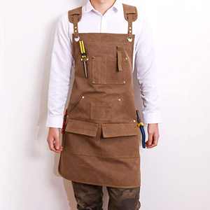 <span class=keywords><strong>Tablier</strong></span> en toile cirée avec poches pour hommes, Logo personnalisé, idéal pour le travail et les salons commerciaux - Product Image 2