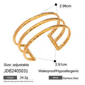Brazalete en capas de acero inoxidable chapado en oro de 18 quilates para pulsera Europa estilo de moda <span class=keywords><strong>Simple</strong></span> joyería de mujer brazalete elegante - Product Image 2