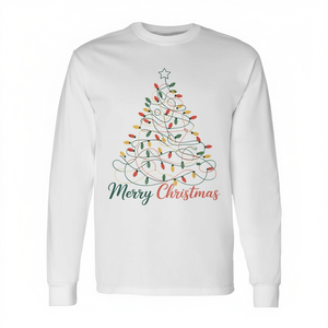 Camiseta de manga larga con estampado de luces de árbol de Navidad, ropa navideña a juego para la familia - Product Image 2