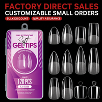 120 faux ongles en gel souple, forme cercueil, 12 tailles, couvrance totale, design carré, transparents, sans trace, extensions d'ongles, vente en gros pour salons, OEM, marque privée