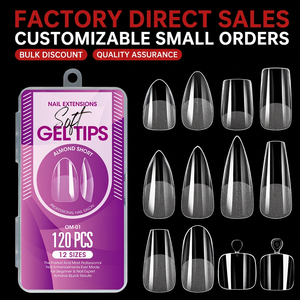 120PCS Coffin Soft Gel <b>Nail</b> Tips 12 Sizes Full Cover Square Design Clear No Trace <b>Nail</b> <b>Extensions</b> Salon Wholesale OEM Private - Product Image 2